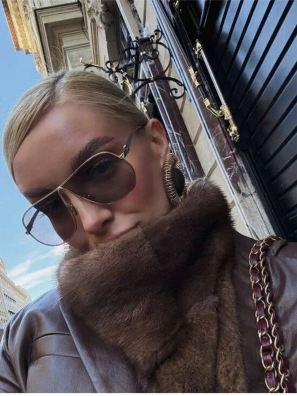 Miu Miu MUA56S ZVN80Q Sunglasses Pale Gold Geometric Frame, Dark Grey Lenses